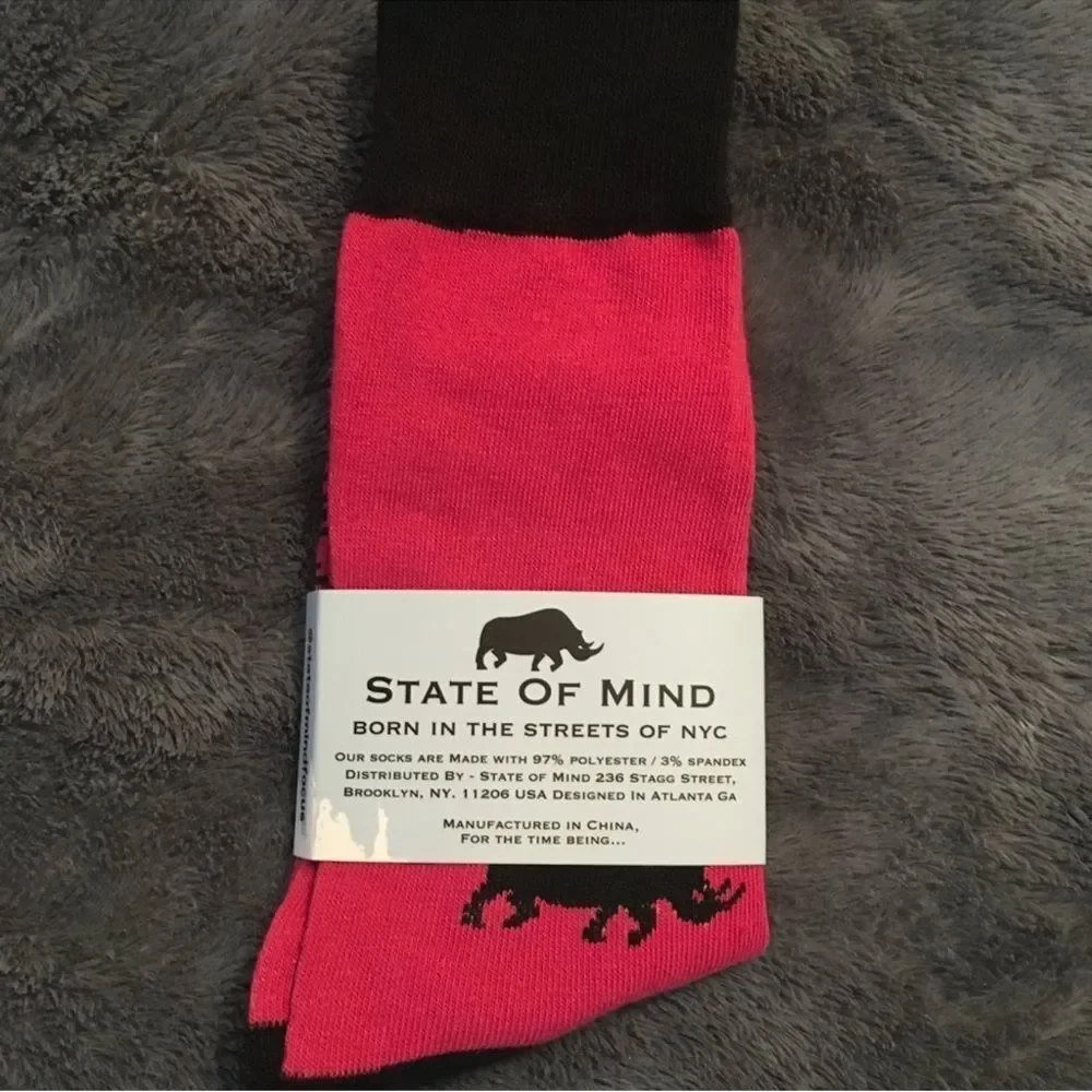 State of Mind Men's Pink and Black Casual Socks
